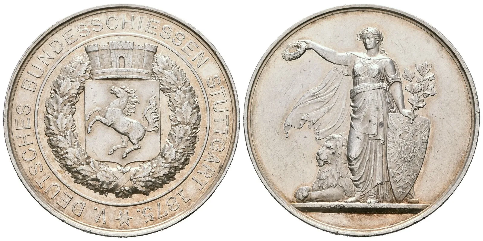 AR Medaile 1875 - V. německé spolkové střelby ve Stuttgartu. Ag 41 mm (23,67 g), — 1