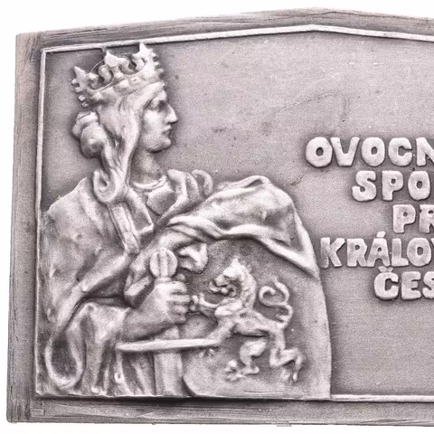 AE Plaketa b.l. - Ovocnický spolek pro Království české. Postř. bronz 53,5 x 38,5 mm,