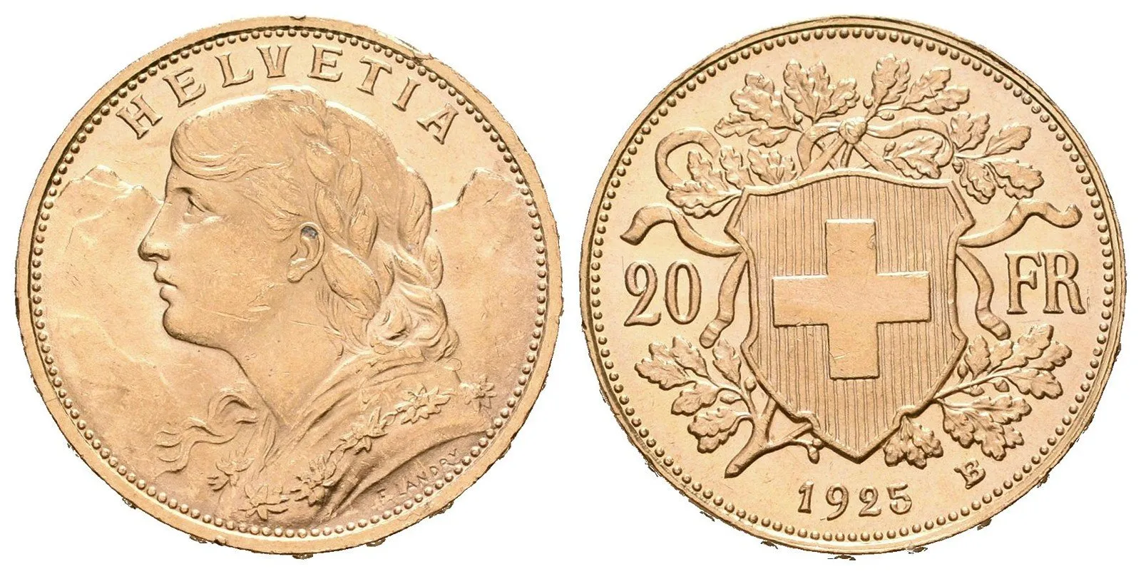 Švýcarsko, 20 Frank 1925 B