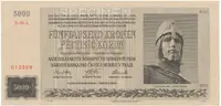 Protektorát Čechy a Morava, 5000 Koruna 1944, perf. 1x SPECIMEN, Hej.41a.S1