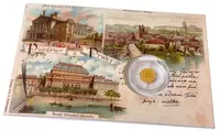 Zlatá mince Praha - dobová pohlednice - fotografie 3