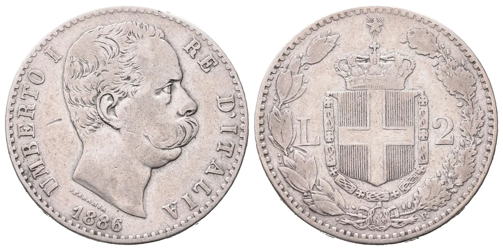 Itálie, 2 Lira 1886 R