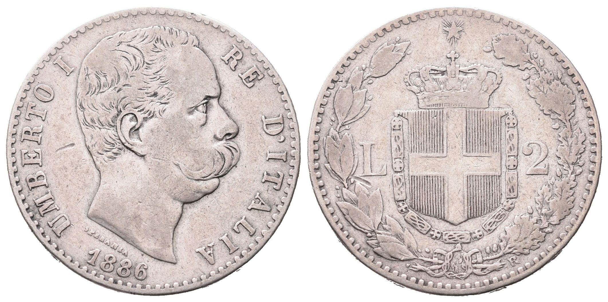Itálie, 2 Lira 1886 R