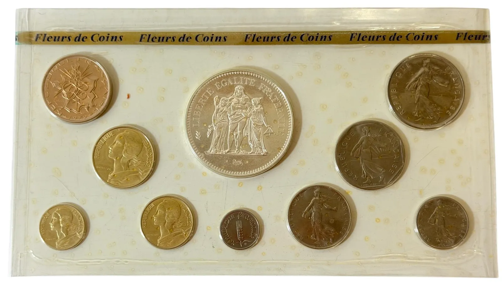 Sada mincí 1979 - 50 Frank až 1 Centime, Ag 0,900 (30 g), — 1