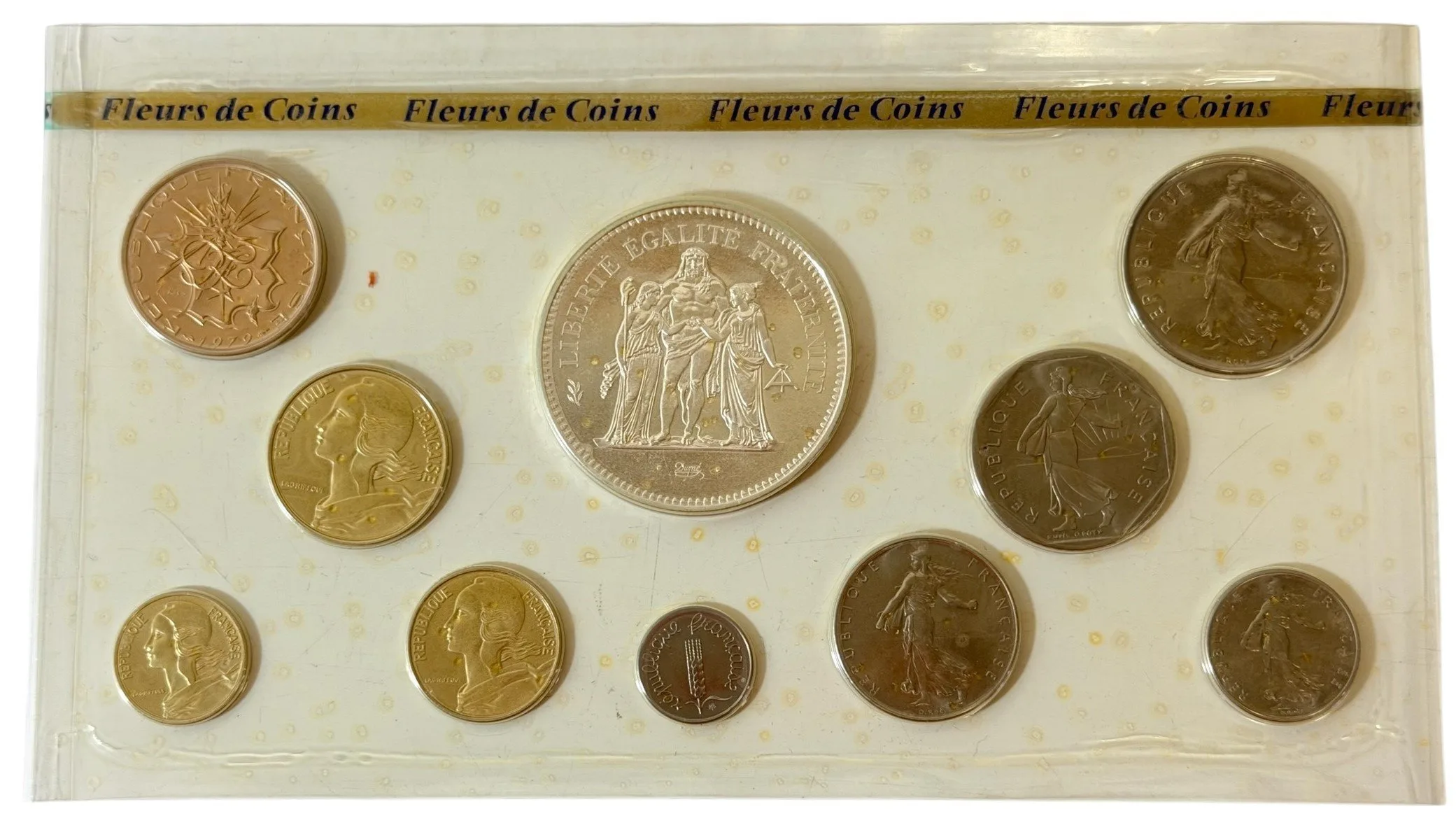 Sada mincí 1979 - 50 Frank až 1 Centime, Ag 0,900 (30 g), — 1