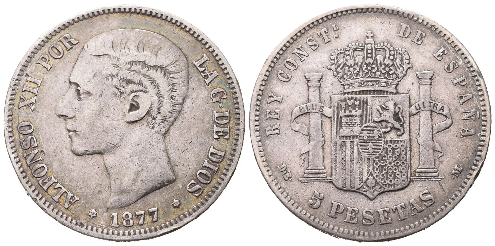Španělsko, 5 Peseta 1877 DBM