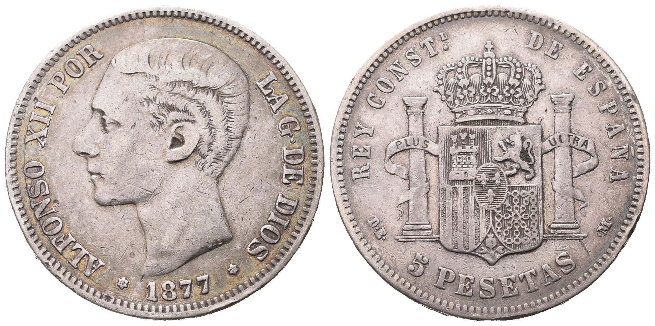 Španělsko, 5 Peseta 1877 DBM