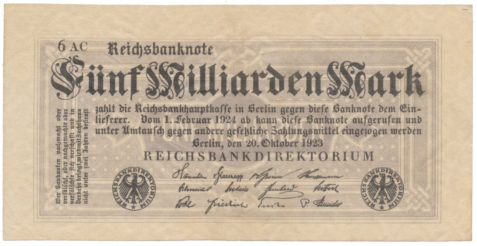 Německo, 5 Milliarden Mark 1923, Ro.120d