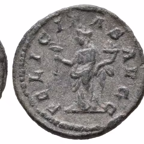 Denár, 202 - 210, Rv: FELICITAS AVGG, stojící Felicitas zleva drží caduceus a roh