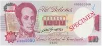 Venezuela, 1000 Bolivares 1991, anulát - SPECIMEN, P.73as