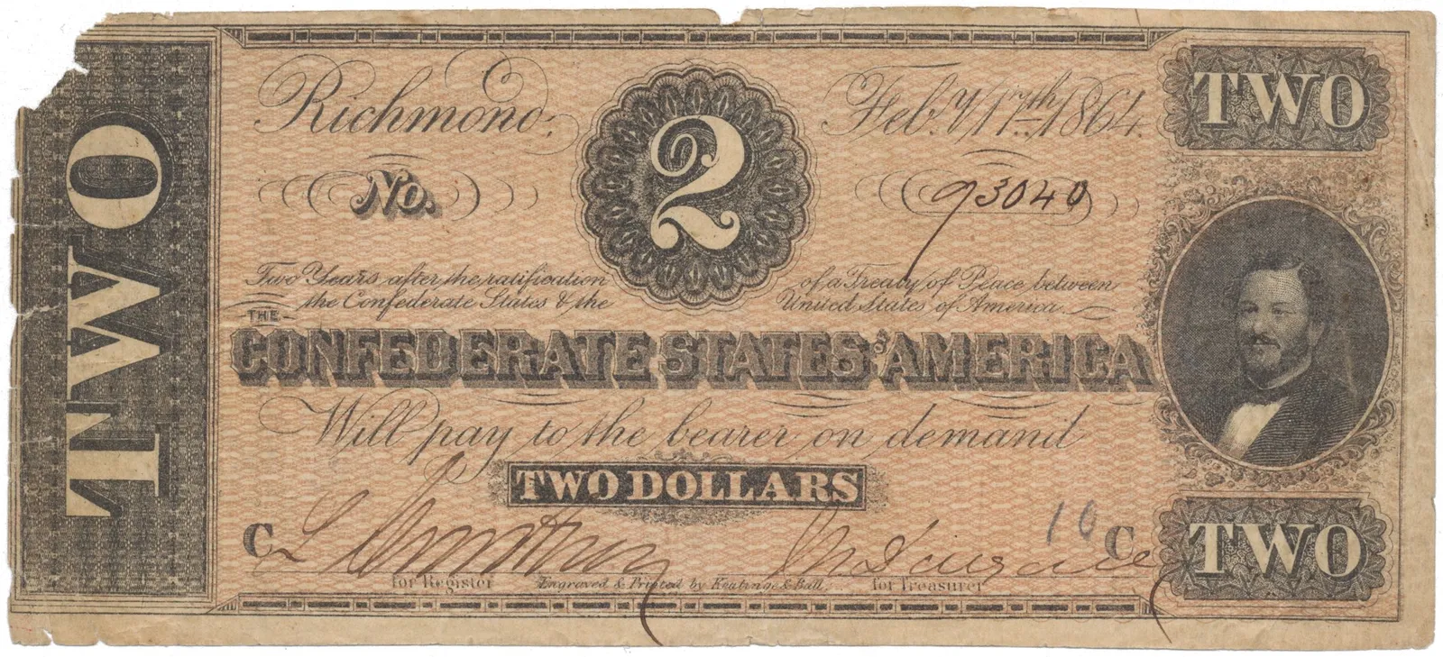 CSA, 2 Dollar 1864, P.66