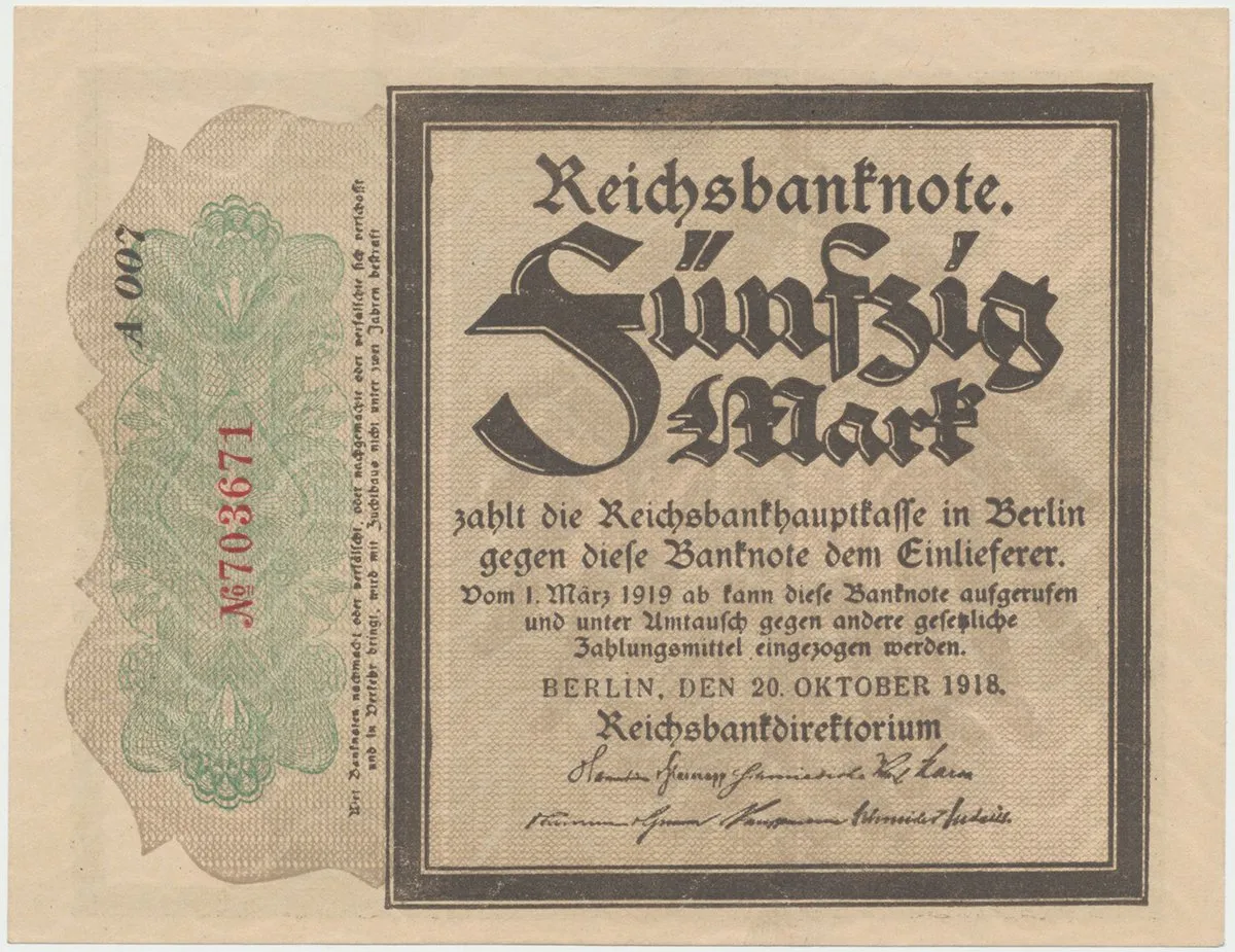 Německo, 50 Mark 1918, "TRAUERSCHEIN", Ro.56c