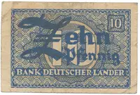 Německo - NSR, 10 Pfennig (1948), chybotisk v ornamentu, Ros.251b
