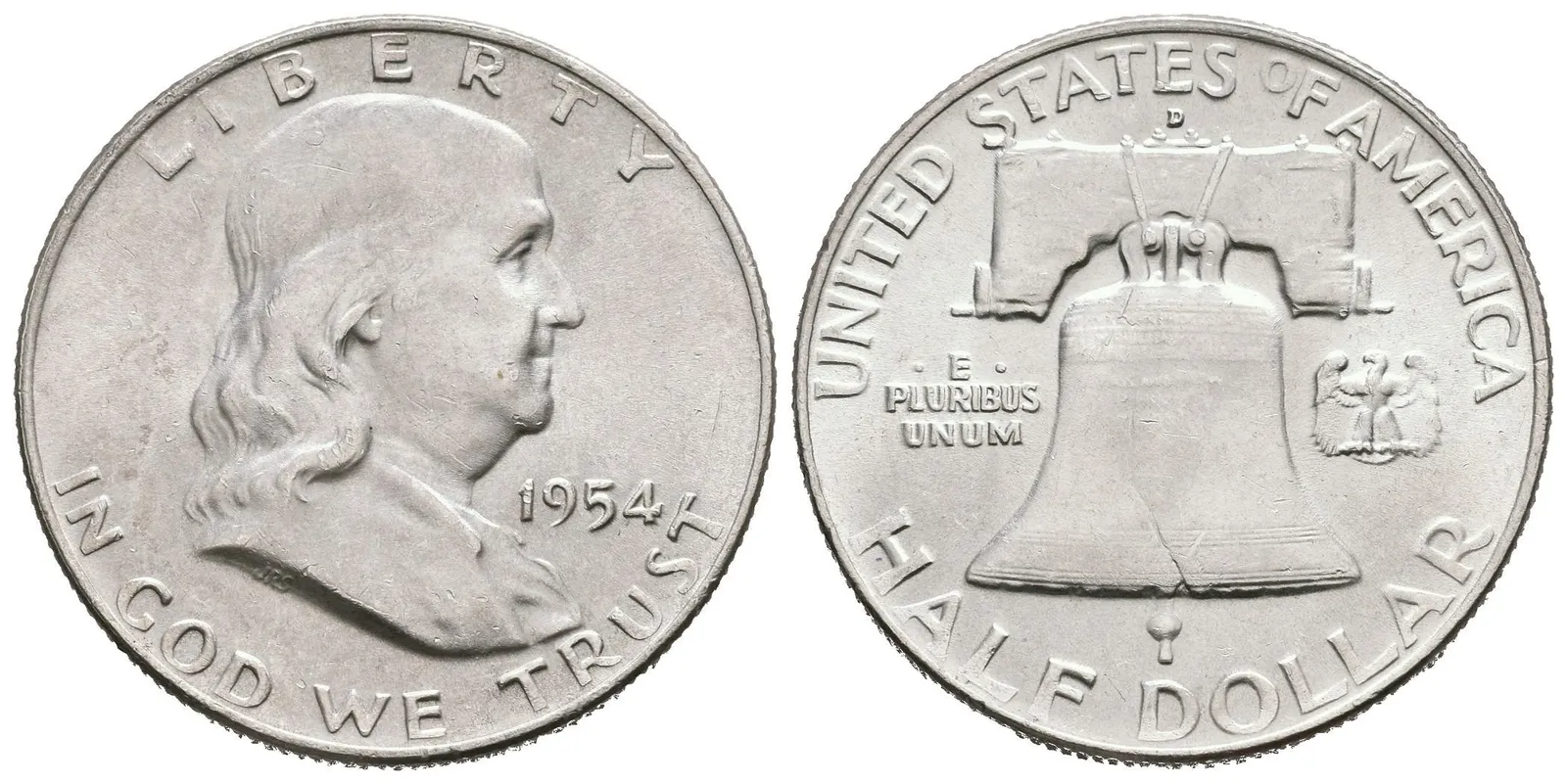 1/2 Dollar 1954 D, KM.199, krásná zachovalost, lesk — 1