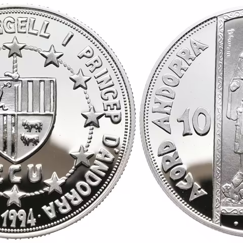 10 Diners 1994 - Celní unie, Ag 0,925 (31,47 g), PROOF, KM.99