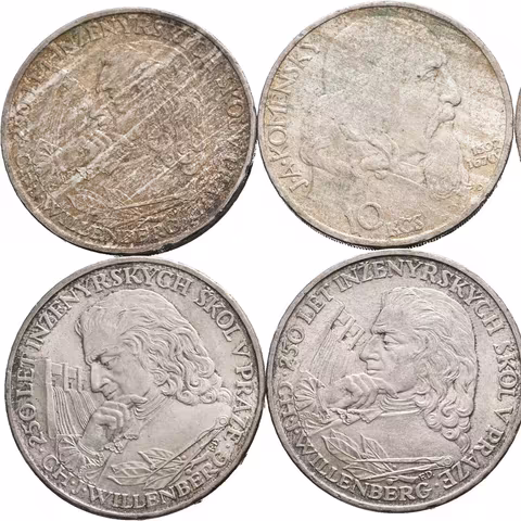 10 Kčs 1957 - CH. J. Willenberg a Komenský, patina_6 ks