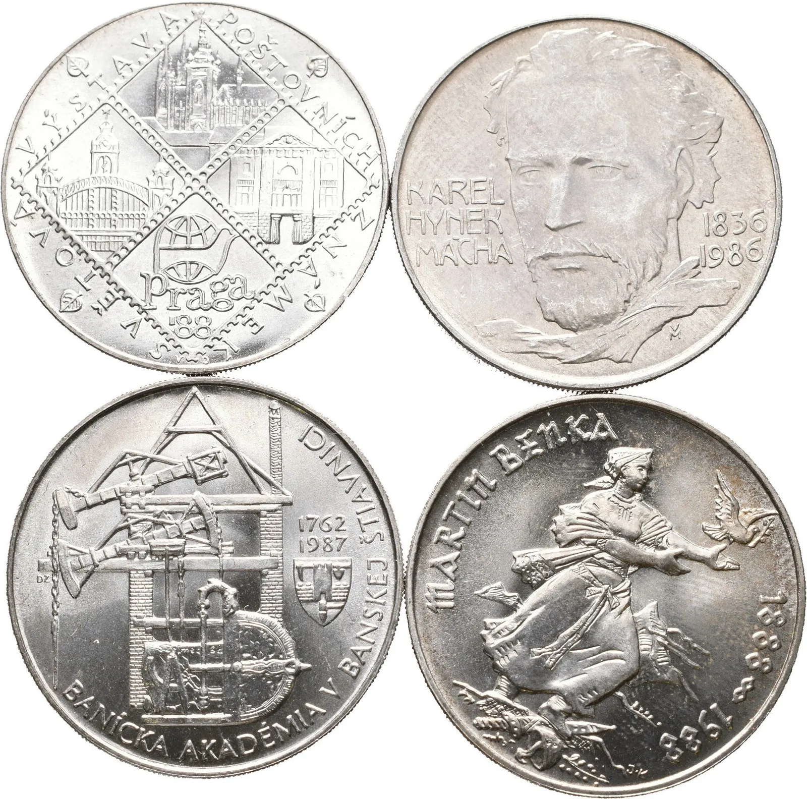Soubor mincí 100 Kčs 1986 - Karel Hynek Mácha, 1987 - Banická akademie, — 1
