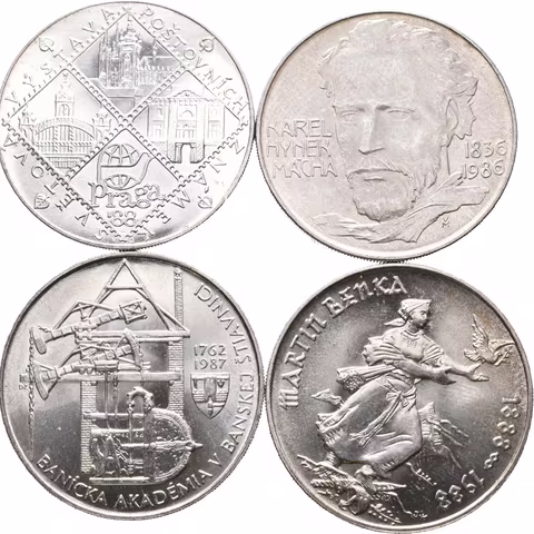 Soubor mincí 100 Kčs 1986 - Karel Hynek Mácha, 1987 - Banická akademie,