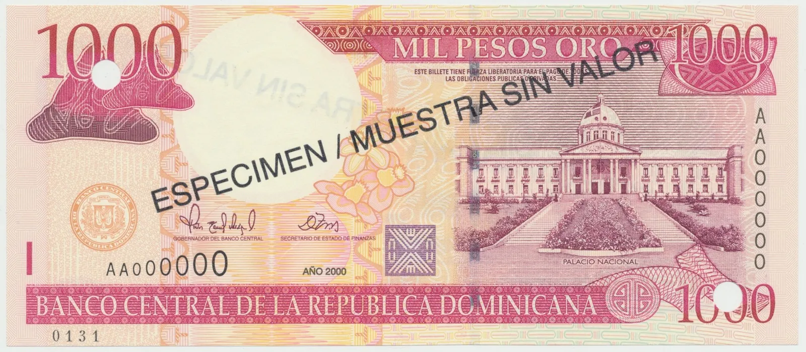 Dominikánská republika, 1000 Pesos Oro 2000, P.163s