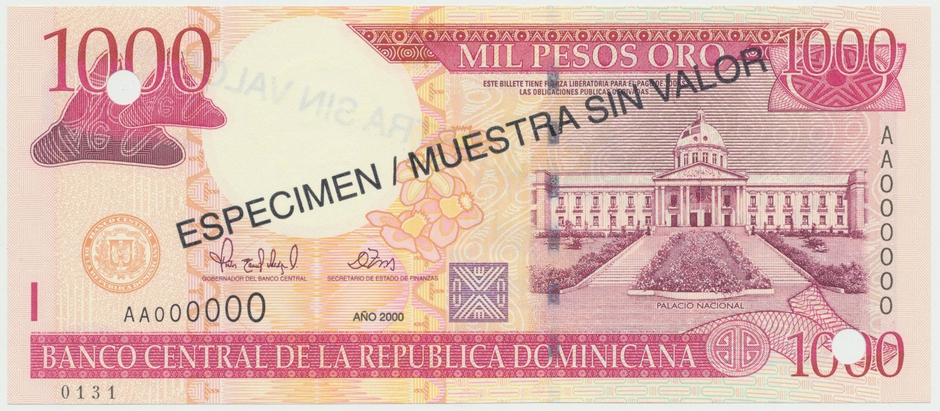 Dominikánská republika, 1000 Pesos Oro 2000, P.163s