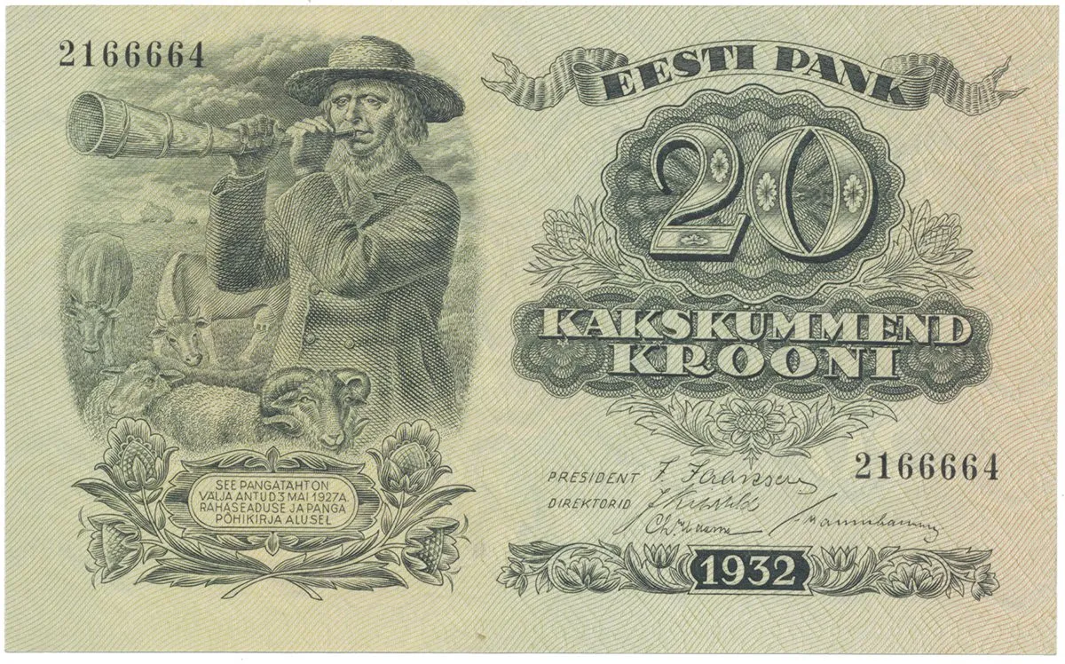 Estonsko, 20 Krooni 1932, P.64