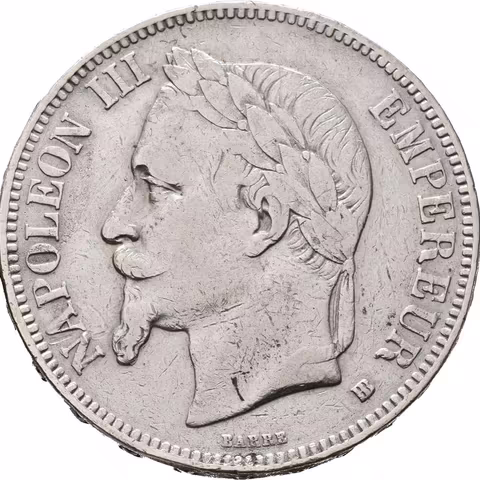 5 Frank 1867 BB, 1868 BB, Strasbourg, KM.799.1,