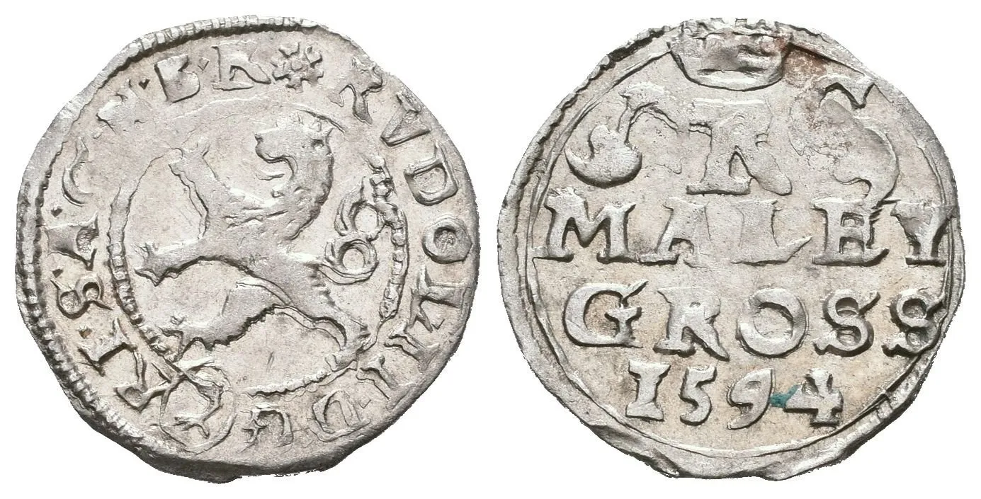 Malý groš 1594, Kutná Hora-Herold, HN.8 (opis 7a), pěkná zachovalost, patina, — 1