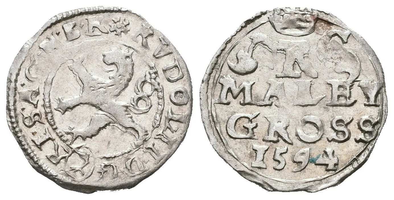 Malý groš 1594, Kutná Hora-Herold, HN.8 (opis 7a), pěkná zachovalost, patina, — 1