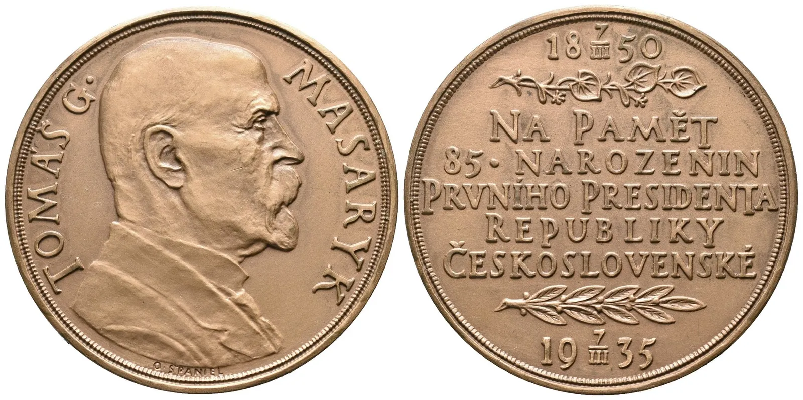 Španiel Otakar -  85. narozeniny TGM, 50 mm