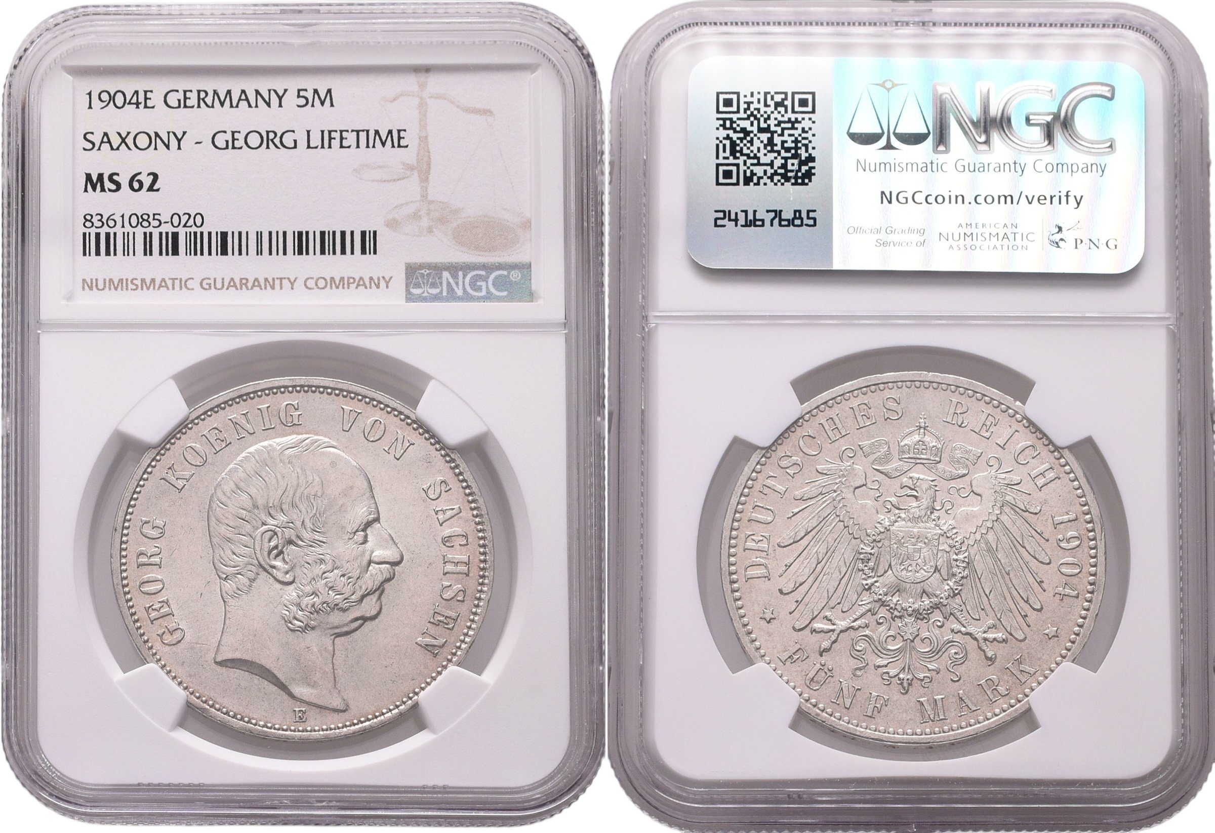 Sasko, 5 Marka 1904 E - NGC