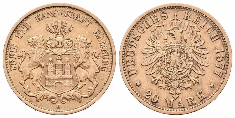 Hamburg, 20 Marka 1877 J