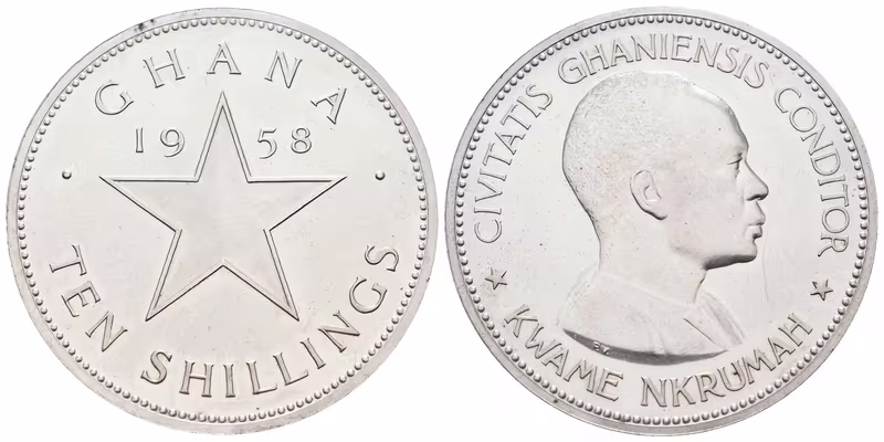 Ghana, 10 Shillings 1958 - Nezávislost