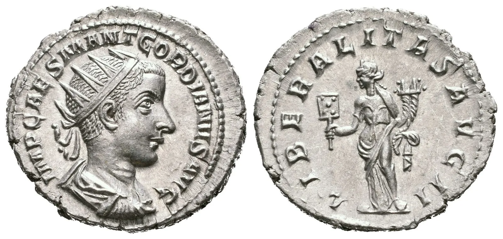 Antoninian, 240, Rv: LIBERALITAS AVG II, stojící Liberalitas čelně drží abacus — 1