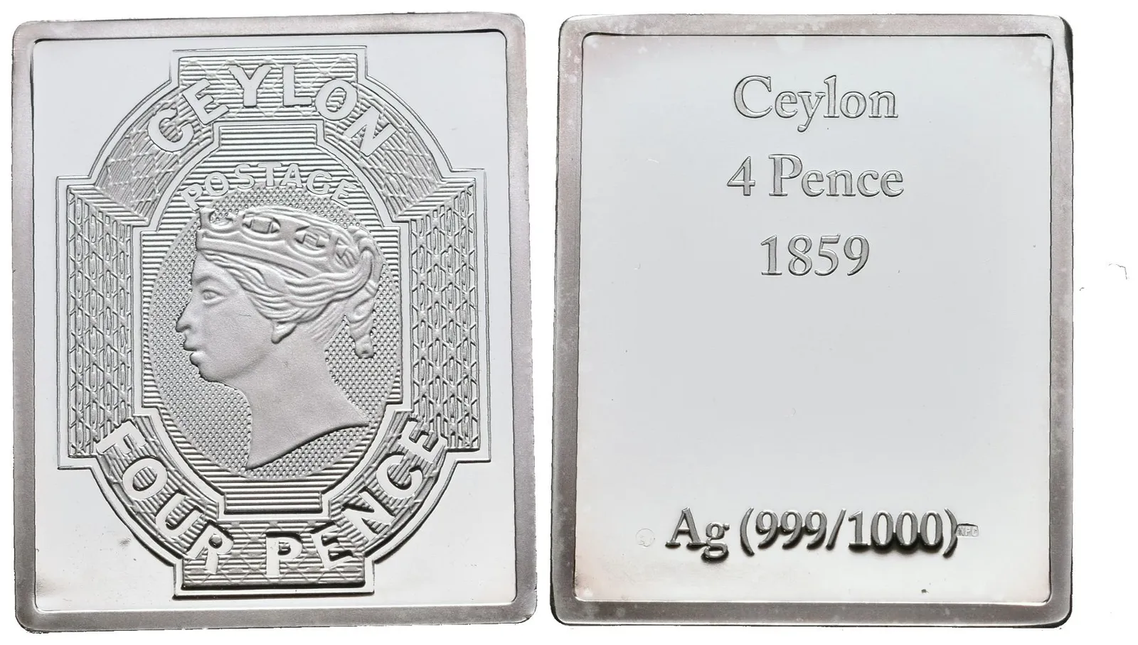 Stříbrná známka - Cejlon 4 pence 1859