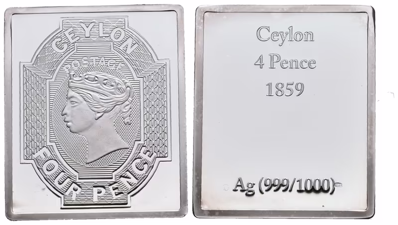 Stříbrná známka - Cejlon 4 pence 1859