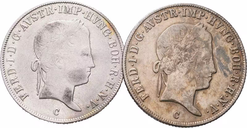 Ferdinand V., 20 Krejcar 1844 C a 1845 C, Praha, lot 2 ks