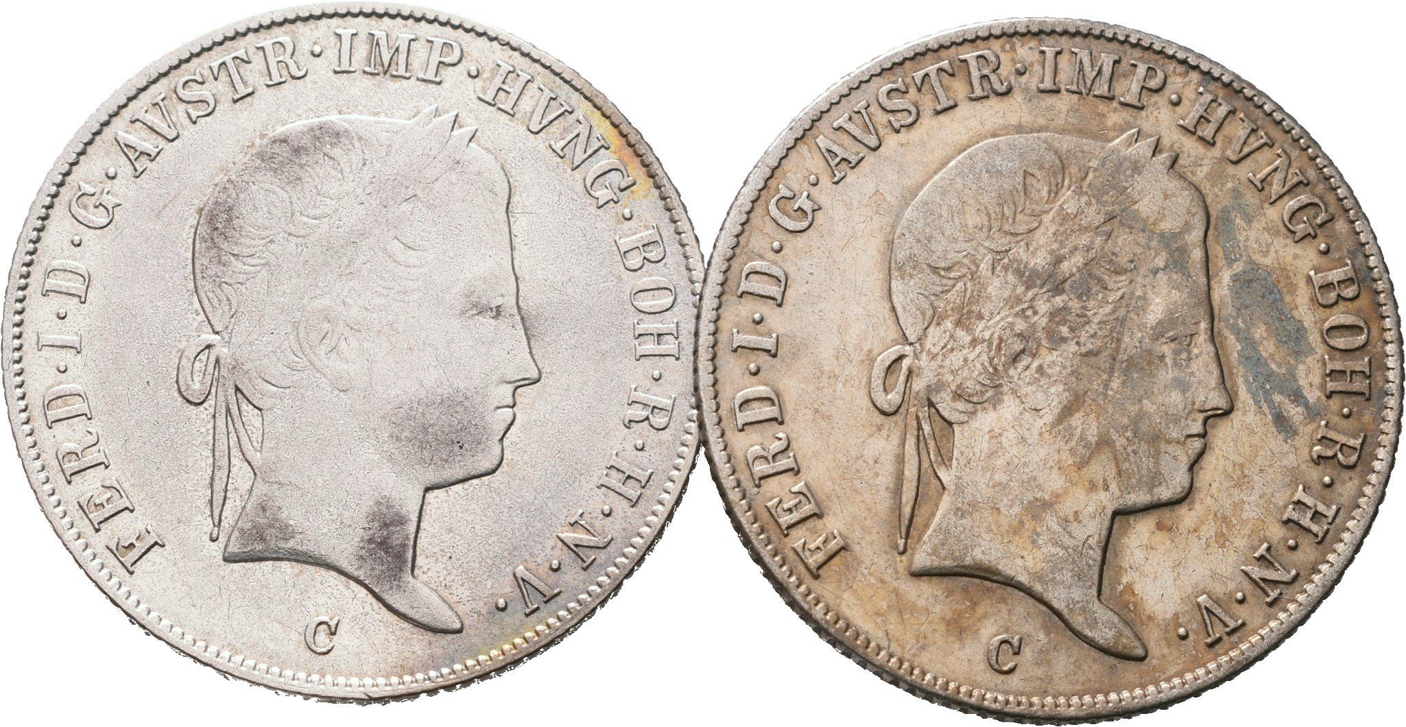 Ferdinand V., 20 Krejcar 1844 C a 1845 C, Praha, lot 2 ks