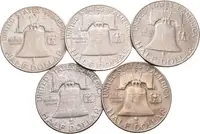 Soubor mincí - 1/2 Dollar 1950, 1952, 1956, 1957 a 1958, Ag 0,900 (12,50 g), — 2