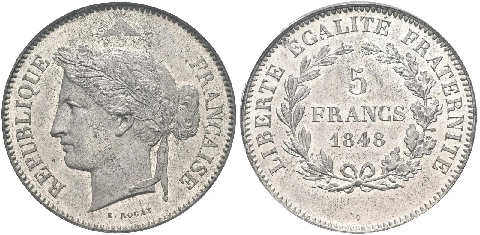 5 Frank 1848 - Essai (Zkušební ražba), bílý kov, MAZ-1297C, — 1