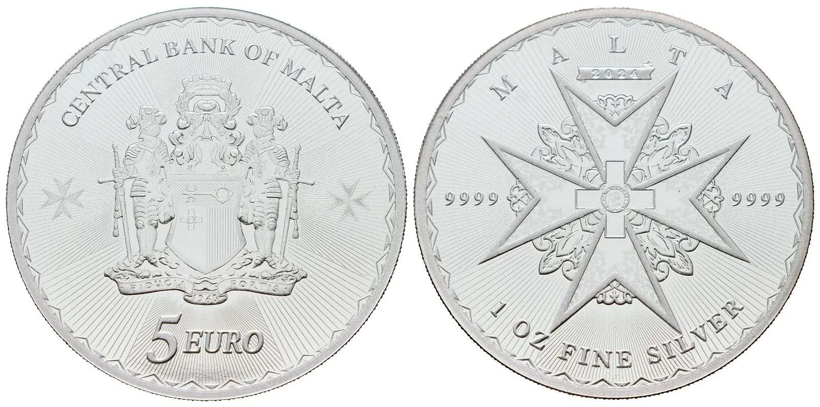 Malta, 5 Euros 2024 - 1 Oz (Maltézský kříž)