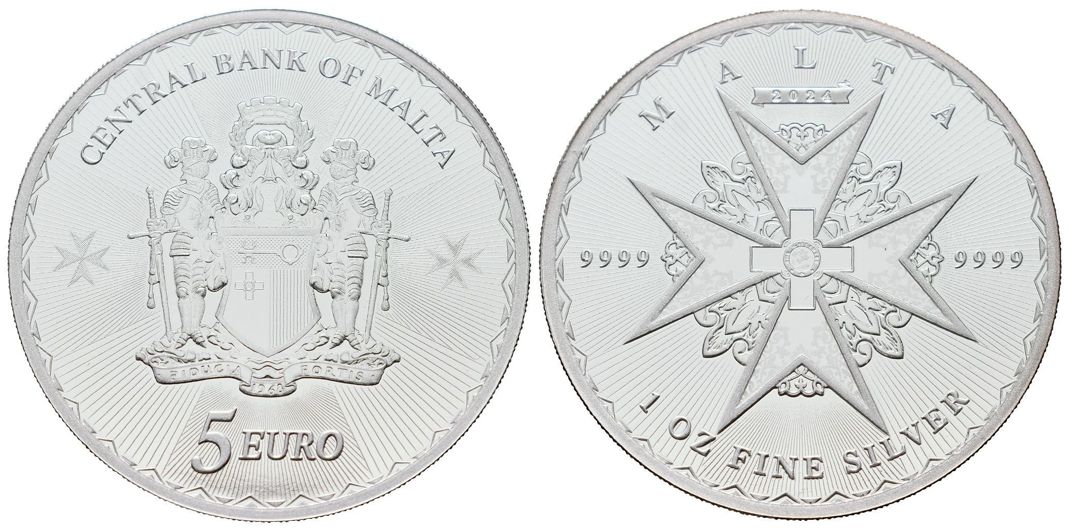 Malta, 5 Euros 2024 - 1 Oz (Maltézský kříž)