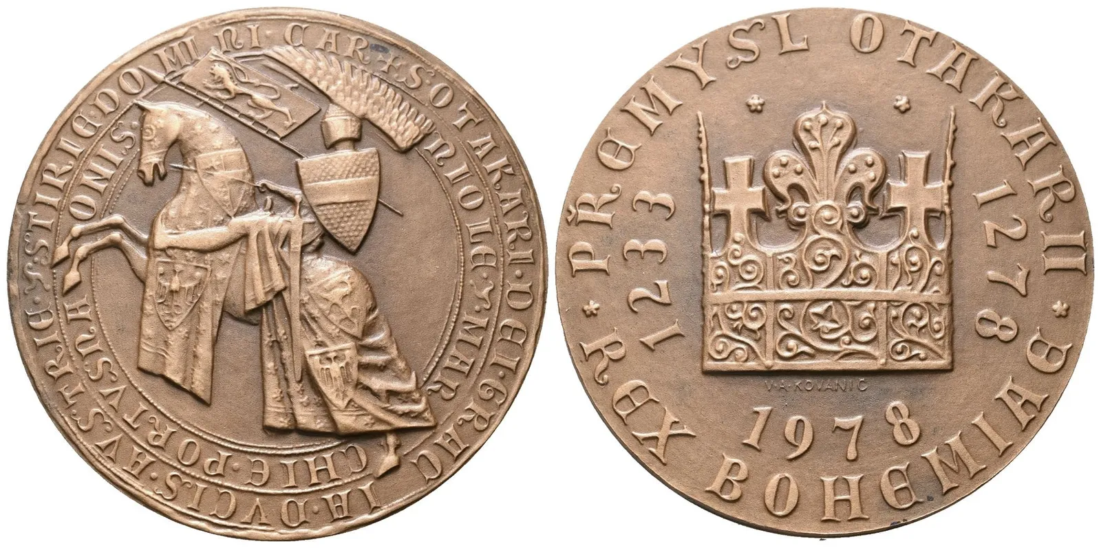 AE Medaile 1978 - K 500. výročí úmrtí Přemysla Otakara, Patinovaný bronz 41 — 1