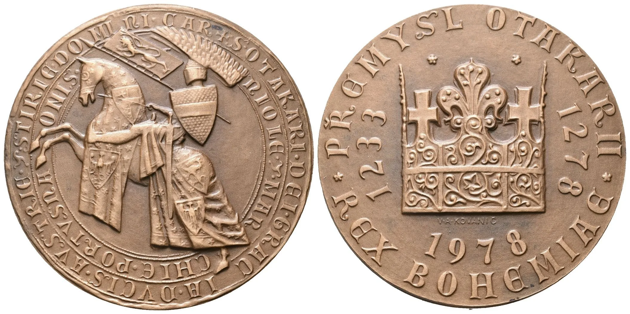 AE Medaile 1978 - K 500. výročí úmrtí Přemysla Otakara, Patinovaný bronz 41 — 1