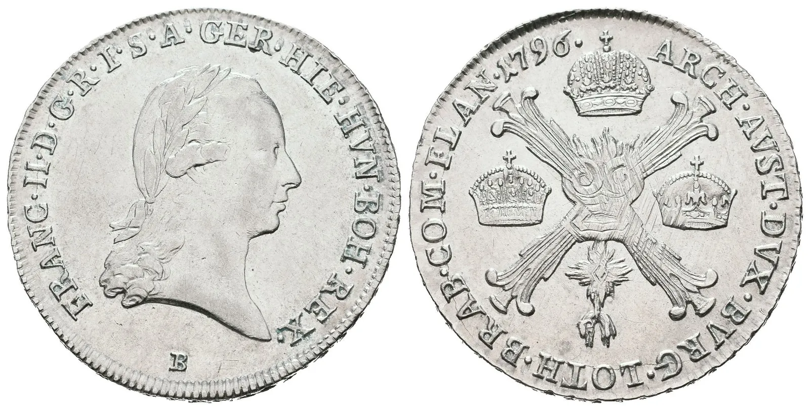 1/4 Tolar křížový 1796 B, krásná zachovalost, zbytky lesku — 1