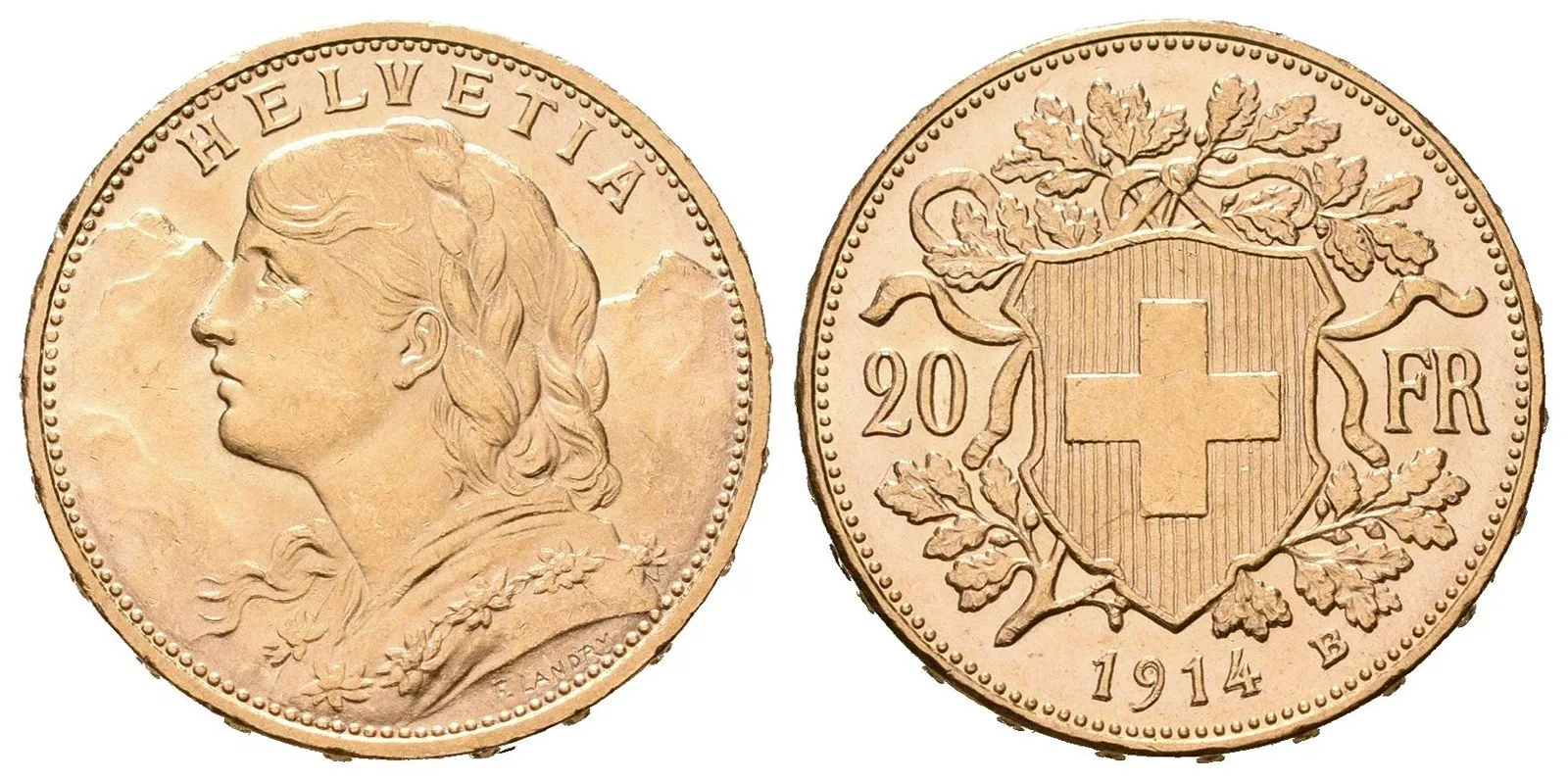 Švýcarsko, 20 Frank 1914 B