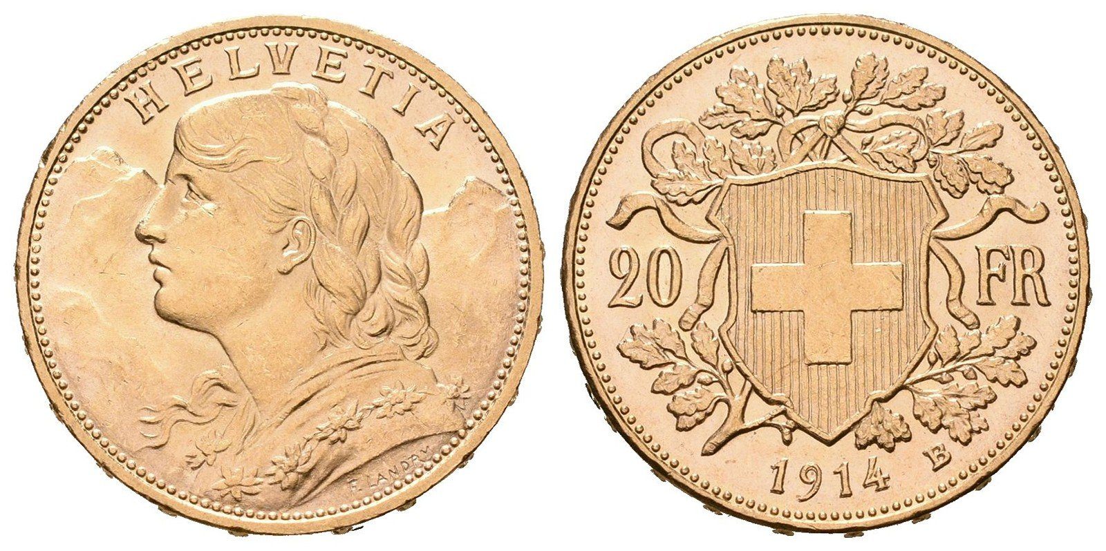 Švýcarsko, 20 Frank 1914 B