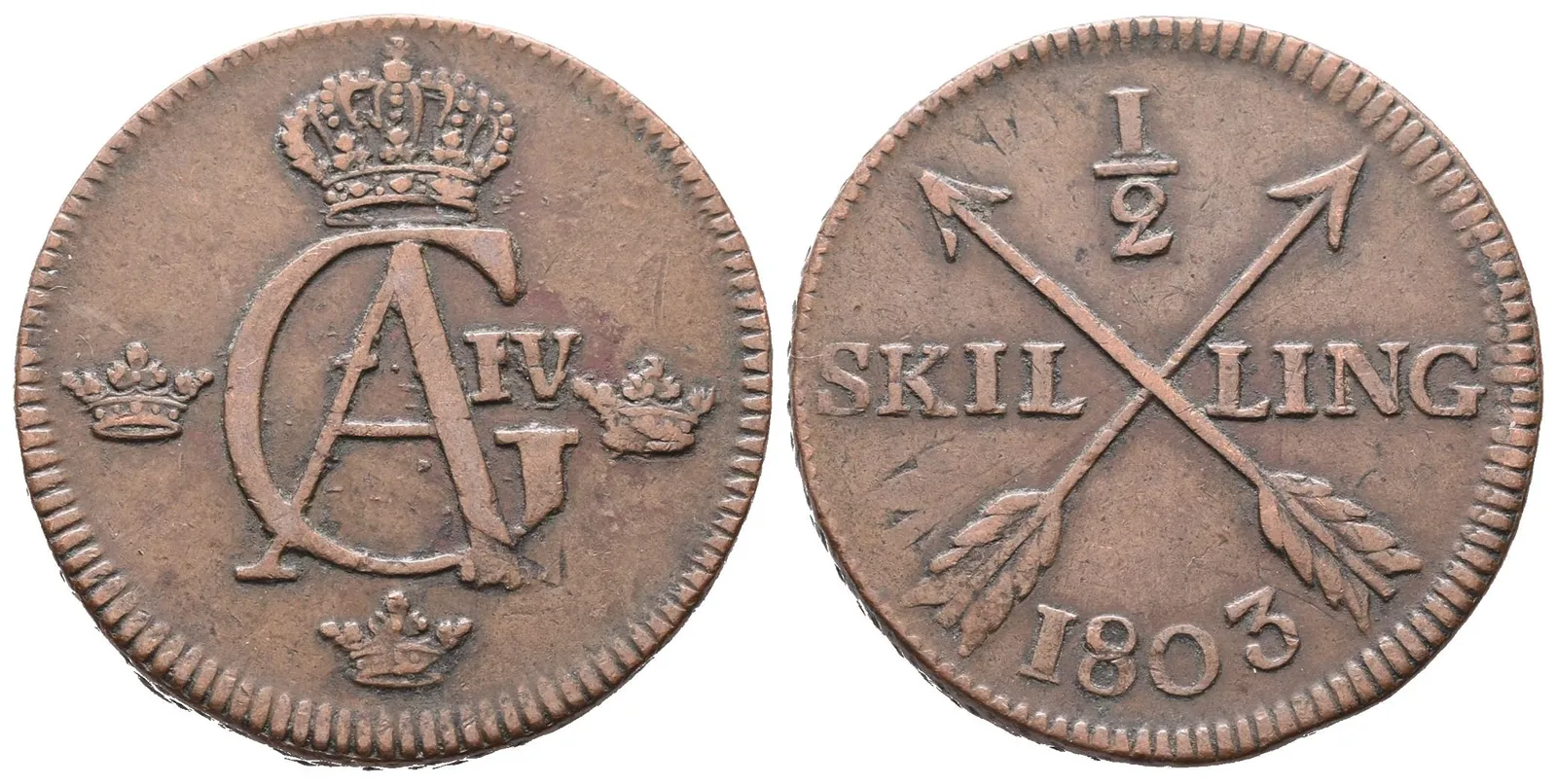 Švédsko, 1/2 Šilinku 1803