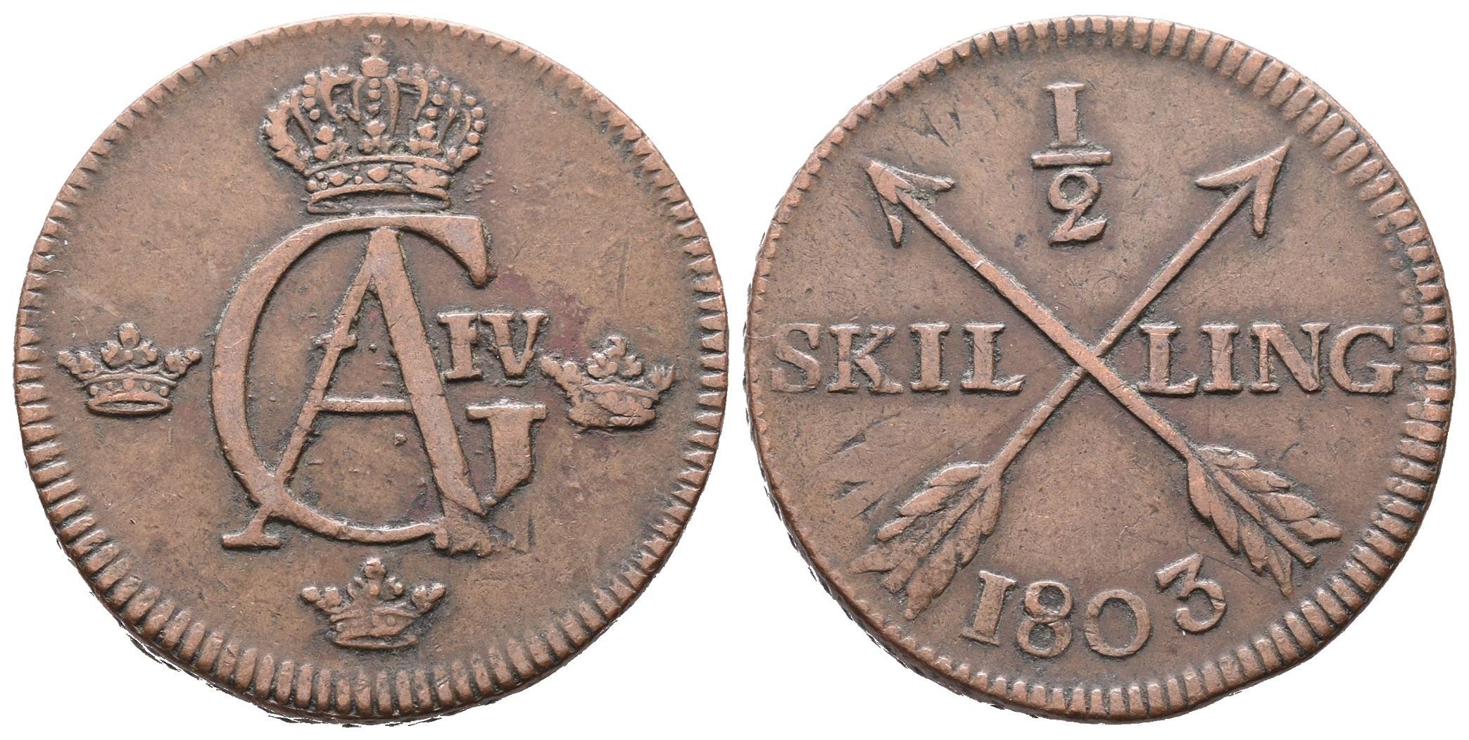 Švédsko, 1/2 Šilinku 1803