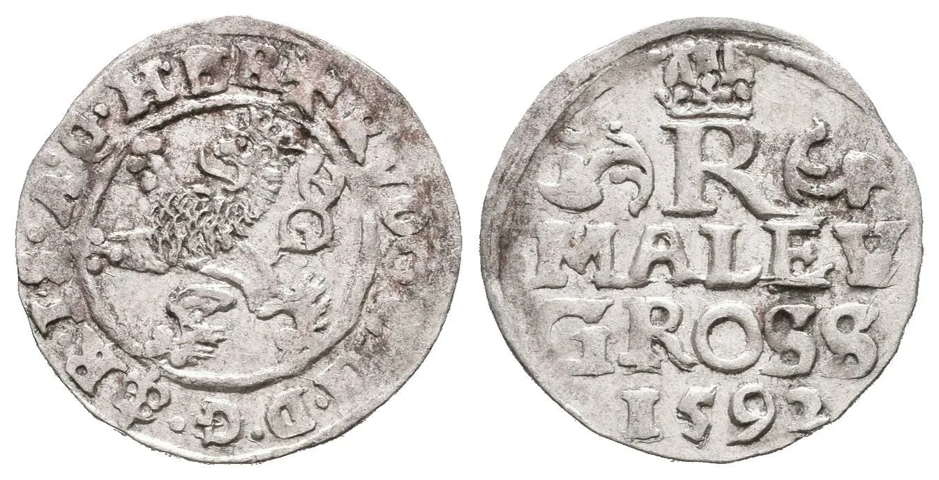 Malý groš 1592, Praha-Ercker, HN.21 (opis 7a), pěkná zachovalost, patina, lehce ned. — 1