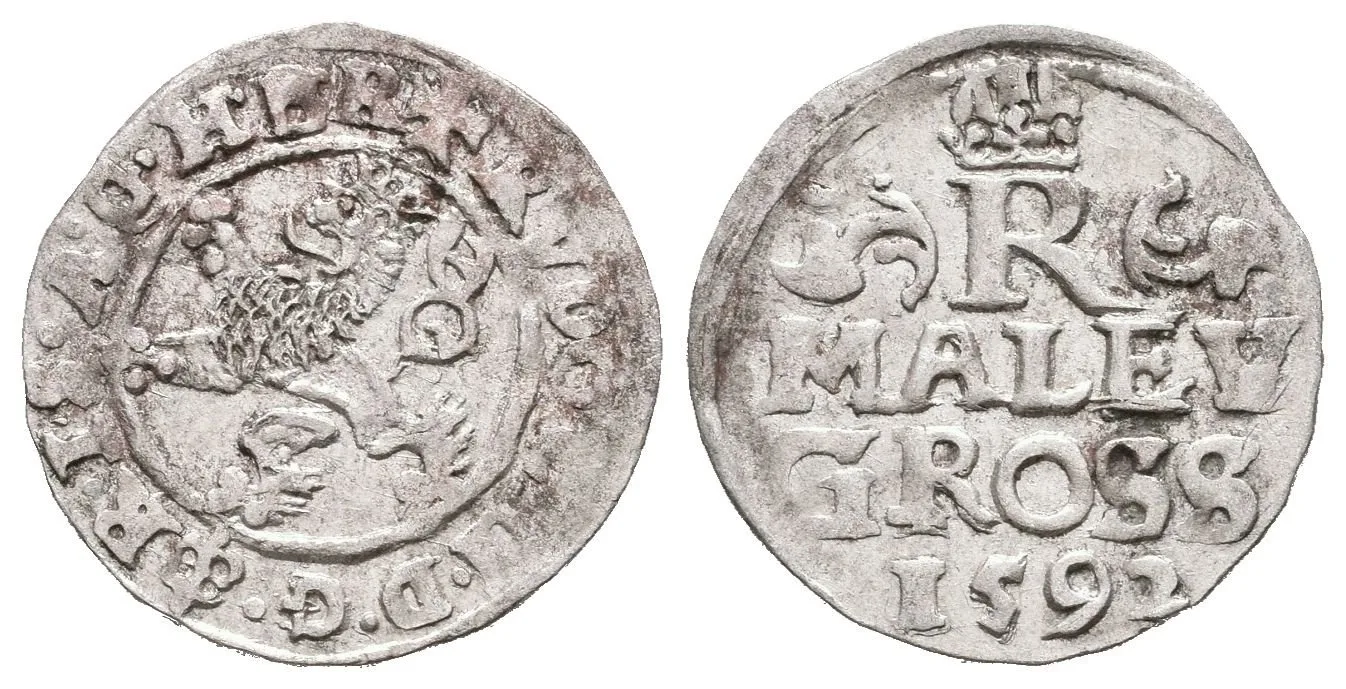 Malý groš 1592, Praha-Ercker, HN.21 (opis 7a), pěkná zachovalost, patina, lehce ned. — 1